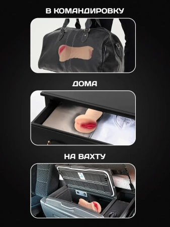 Компактный мастурбатор 2в1: ротик и вагина Foxy